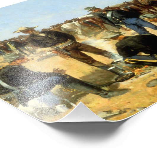 Westerse kunst “Cavalryman's Breakfast” Foto Afdruk (Hoek)