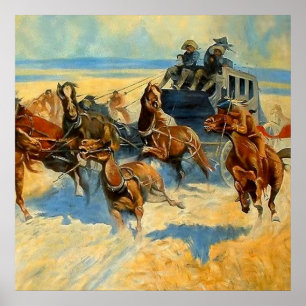 Westerse Kunst “Downing the Nigh Leader” Poster