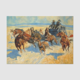 Westerse kunst “Downing the Nigh Leader” Tissuepapier
