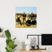 Westerse kunst “Ontbijt van de cavalerist” Poster (Thuiskantoor)