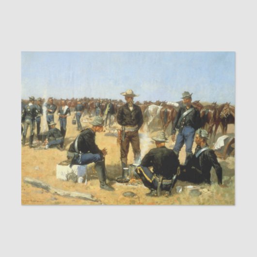 Westerse kunst “Ontbijt van de cavalerist” Tissuepapier (Voorkant)