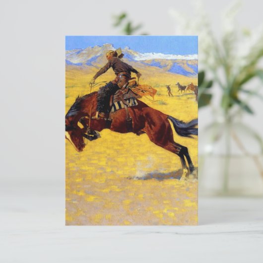 Westerse kunst van Frederic Remington “Een koude o Bedankkaart (Staand voorkant)