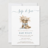 Westerse laarzen & Coquette blauwe strik Boy Sip & Kaart (Voorkant)