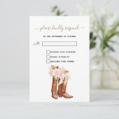 Westerse Laarzen Cowgirl Bloemen Baby Shower RSVP Kaartje (Staand voorkant)