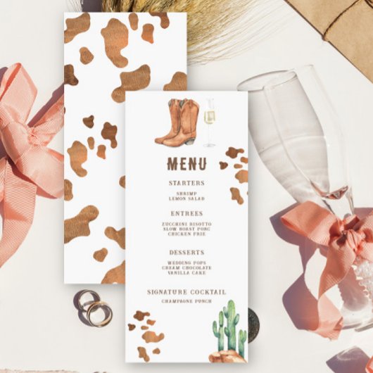 Westerse laarzen en bruisend bruidsshowermenu menu