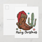 Westerse laarzen Kerstman Vrolijk Kerstfeest Laarz Uitnodiging Briefkaart (Voorkant / Achterkant)
