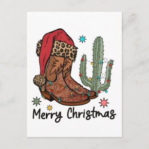 Westerse laarzen Kerstman Vrolijk Kerstfeest Laarz Uitnodiging Briefkaart