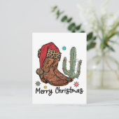 Westerse laarzen Kerstman Vrolijk Kerstfeest Laarz Uitnodiging Briefkaart (Staand voorkant)