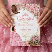 Westerse laarzen Roze rozen Gouden Quinceañera