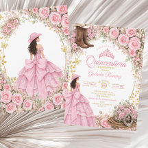 Westerse laarzen Roze rozen Gouden Quinceañera