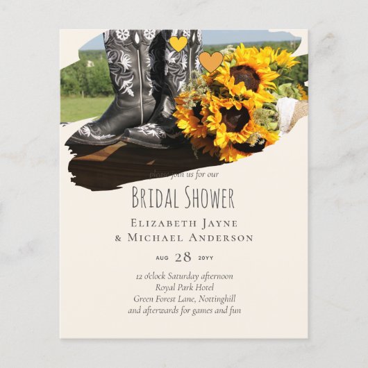 Westerse laarzen Zonnebloemen Rustieke bruiloft (Voorkant)