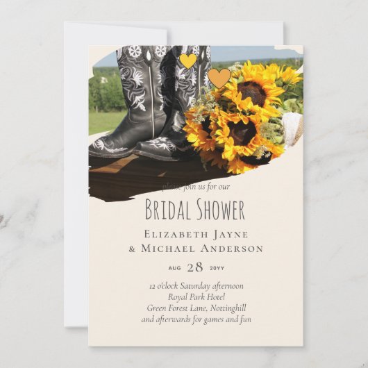 Westerse laarzen zonnebloemen rustieke bruiloft (Voorkant)