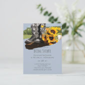 Westerse laarzen zonnebloemen rustieke bruiloft briefkaart (Staand voorkant)