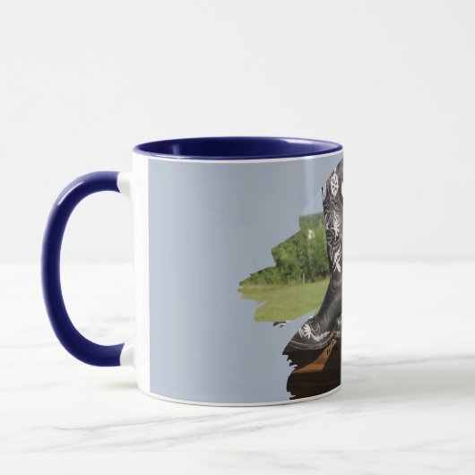 Westerse laarzen zonnebloemen rustieke bruiloft mok (Links)