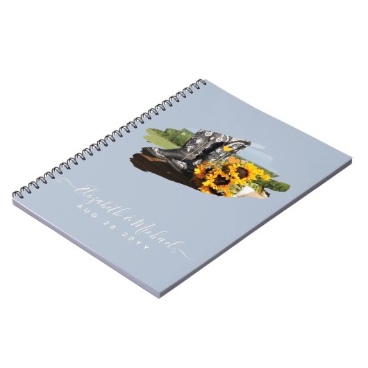 Westerse laarzen Zonnebloemen Rustieke bruiloft Notitieboek (Linkerzijde)