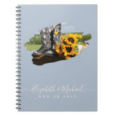 Westerse laarzen Zonnebloemen Rustieke bruiloft Notitieboek (Voorkant)