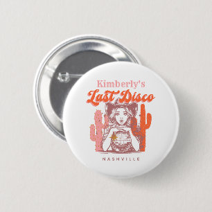 Westerse Laatste Disco Roze Cowgirl Vrijgezellenfe Ronde Button 5,7 Cm