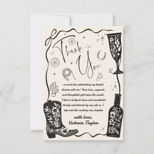 Westerse landelijke bruidsdouche bedankkaart (Voorkant)