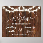 Westerse landelijke bruiloft Welcome bord  Poster (Voorkant)