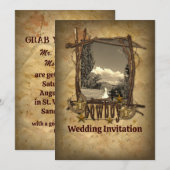 Westerse landelijke cowboy bruiloft foto uitnodigi kaart (Voorkant / Achterkant)