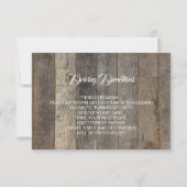 westerse landelijke houtnerf schuur bruiloftsrecep kaart (Achterkant)