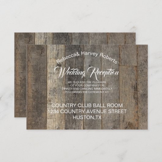 westerse landelijke houtnerf schuur bruiloftsrecep kaart (Voorkant / Achterkant)