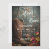 Westerse Landelijke Laarzen & Bieren Bruidsdiner Kaart (Voorkant)