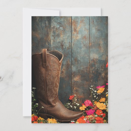 Westerse Landelijke Laarzen & Bieren Bruidsdiner Kaart (Achterkant)