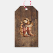 Westerse landelijke laarzen en hoed feest cadeauta cadeaulabel (Achterkant)