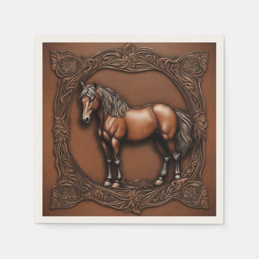 Westerse landelijke paardrijden paard feest servet (Voorkant)