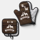 Westerse landhertenjubileum aangekondigd Mijnheer  Ovenwant & Pannenlap Set (Voorkant / Achterkant)