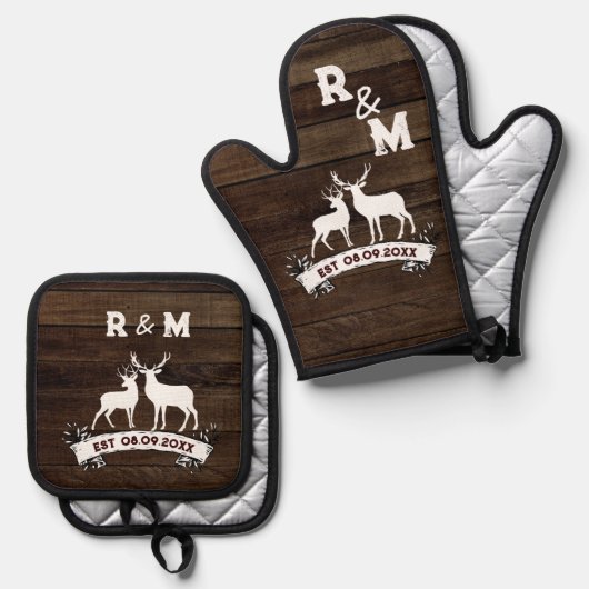 Westerse landhertenjubileum aangekondigd Mijnheer  Ovenwant & Pannenlap Set (Voorkant / Achterkant)