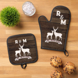 Westerse landhertenne jubileum heer en mevrouw ovenwant & pannenlap set