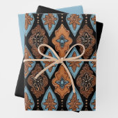 Westerse Leren Bruine Turquoise Set van 3 Inpakpapier Vel (In situ)