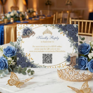 Westerse marineblauwe rozen Gouden land Quinceañer RSVP Kaartje