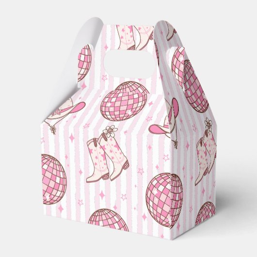 Westerse meid Cowboy Disco roze Bedankdoosjes (Achterkant)