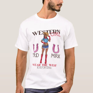 Westerse meid draagt het westen t-shirt