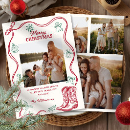 Westerse met de hand getekende cowboylaarzen Kerst Feestdagenkaart