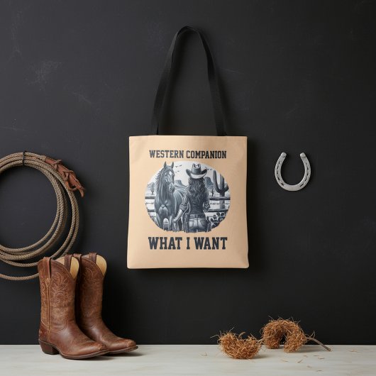 Westerse metgezel tote bag