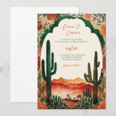 Westerse Mexicaanse Cactus Woestijn Trouwuitnodigi Kaart (Voorkant / Achterkant)