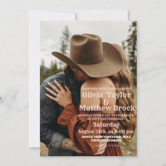 Westerse Minimalistische Cowboy Bruiloft Kaart (Voorkant)