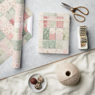 Westerse mint roze bloem quilt patronen cadeaupapier