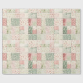 Westerse mint roze bloem quilt patronen cadeaupapier (Vlak)