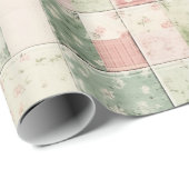 Westerse mint roze bloem quilt patronen cadeaupapier (Rol Hoek)