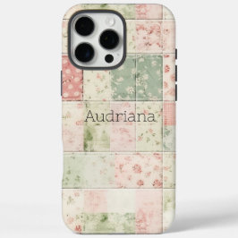 Westerse mint roze bloem quilt patronen iPhone 16 pro max hoesje