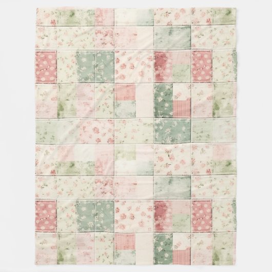 Westerse mint roze bloem quilt patronen fleece deken (Voorkant)