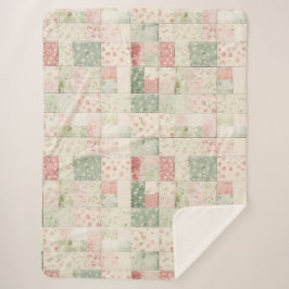 Westerse mint roze bloem quilt patronen sherpa deken