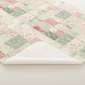 Westerse mint roze bloem quilt patronen sherpa deken (3/4)