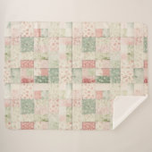 Westerse mint roze bloem quilt patronen sherpa deken (Voorkant (horizontaal))
