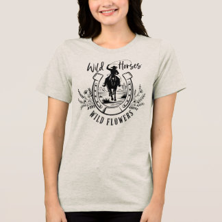 Westerse Natuurliefhebber Wilde Paarden & Wilde Bl Tri-Blend Shirt